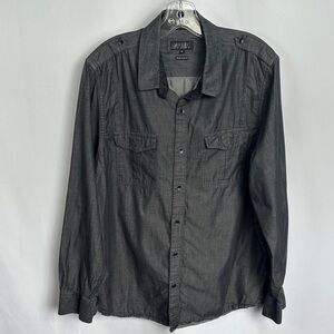Guess Smart Slim Fit Button-Up Shirt Men’s XL Gray Lightweight Casual